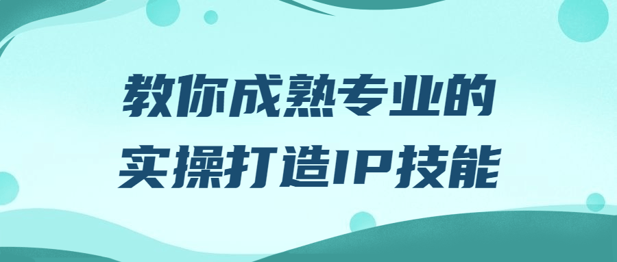 教你成熟专业的实操打造IP技能280052023281090005.png